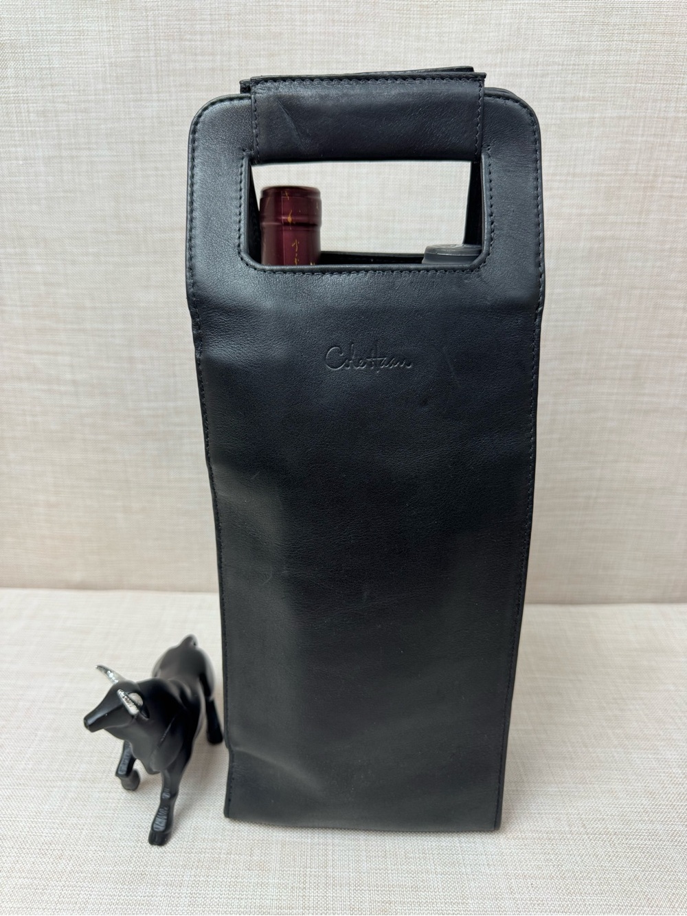 Cole Haan Black Leather Bottle Carrier Tote